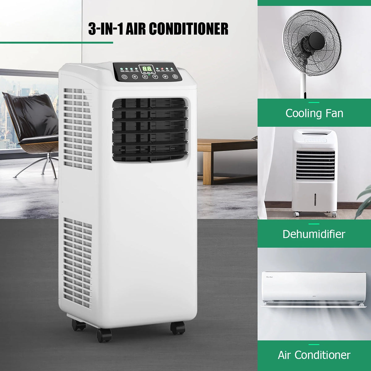 5500 BTU 3-in-1 Portable Air Conditioner with Dehumidifier and Window Kit R9534