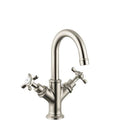 Brushed Nickel Single-Hole Bathroom Faucet with Cross Handles G971392