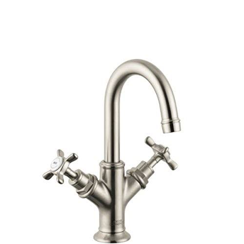 Brushed Nickel Single-Hole Bathroom Faucet with Cross Handles G971392