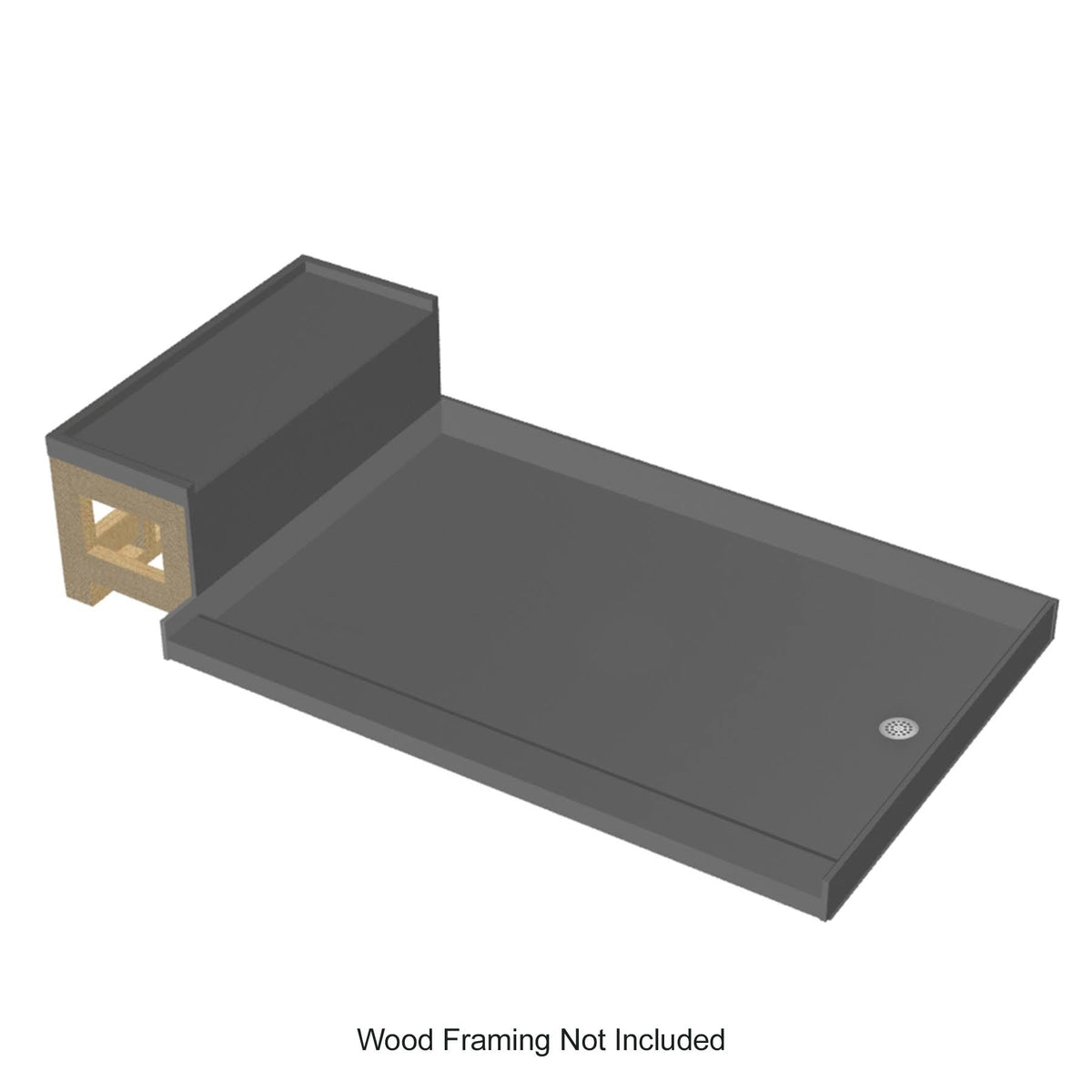 Single Threshold Shower Base with Bench and Drain Plate P903