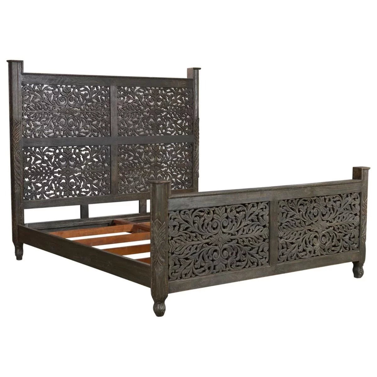 Hand Carved Solid Wooden Bed Frame K38052