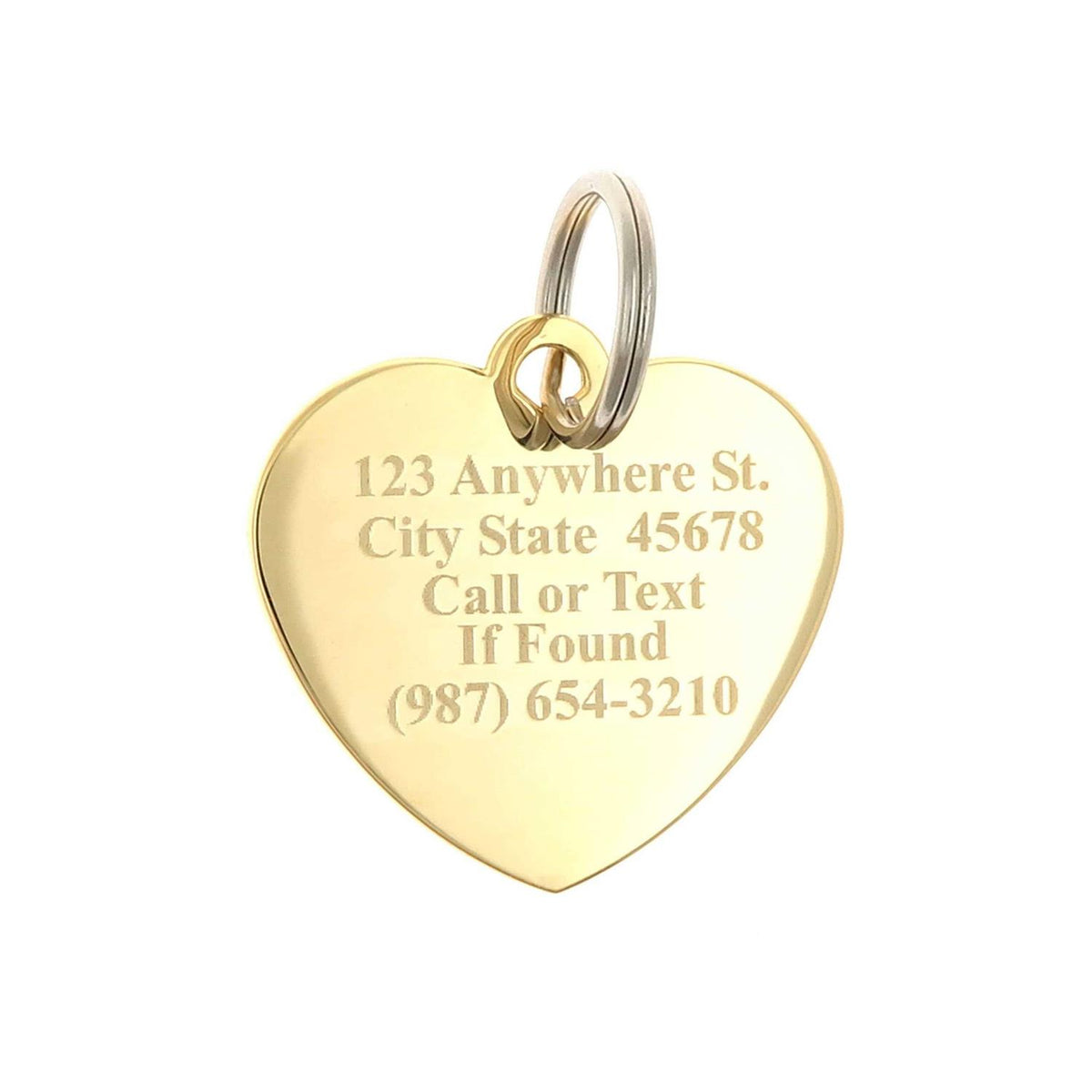 Custom Engraved Gold-Plated Heart Rhinestones Pet ID Tag V20819