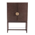 Brown and Beige 2-Door Storage Bar Cabinet D3866