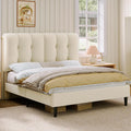 Queen Velvet Upholstered Platform Bed with Adjustable Headboard R591770
