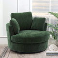 Green Chenille Oversized Swivel Barrel Chair T96886
