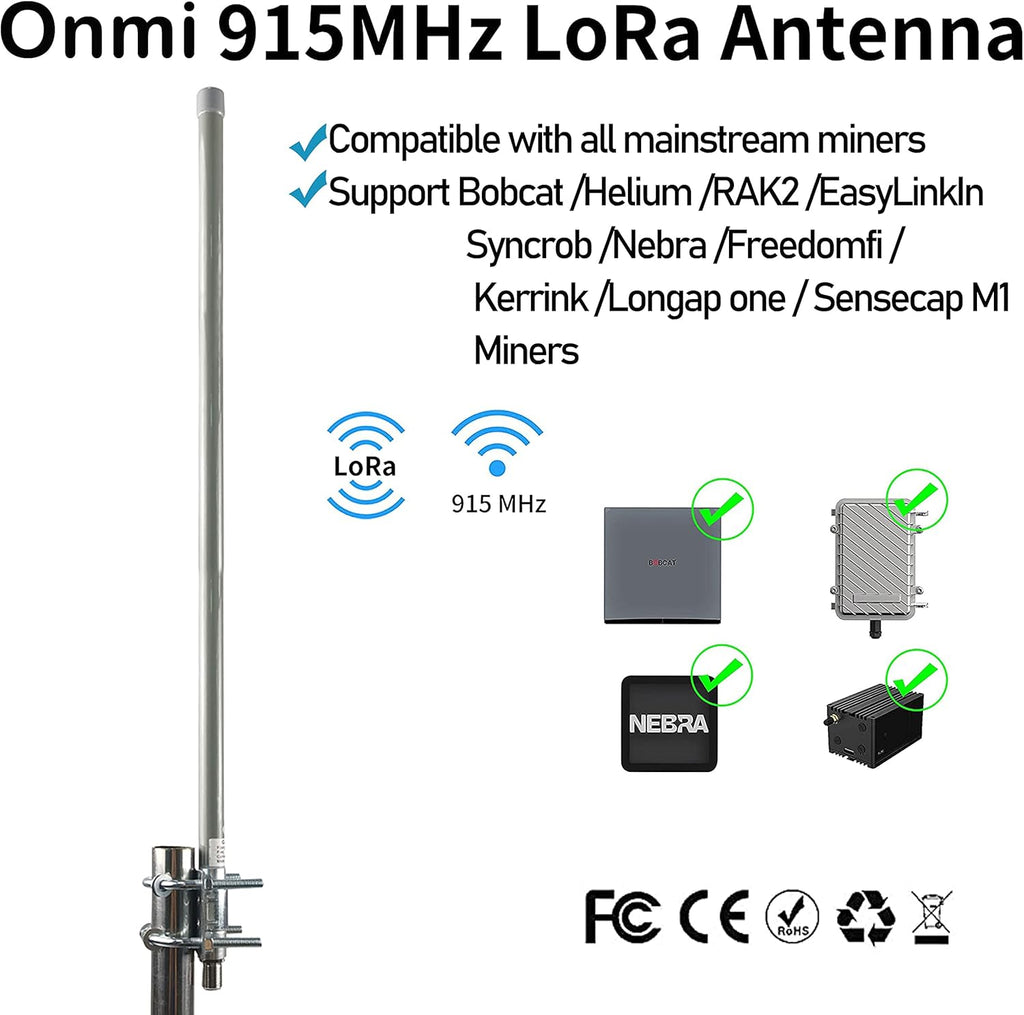 915MHZ LoRa Omni Outdoor Fiberglass Antenna 10dBi with RG142 Cable Z40703