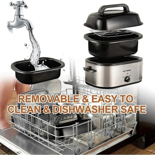 24 QT Stainless Steel Electric Roaster Oven with Self-Basting Lid L40947