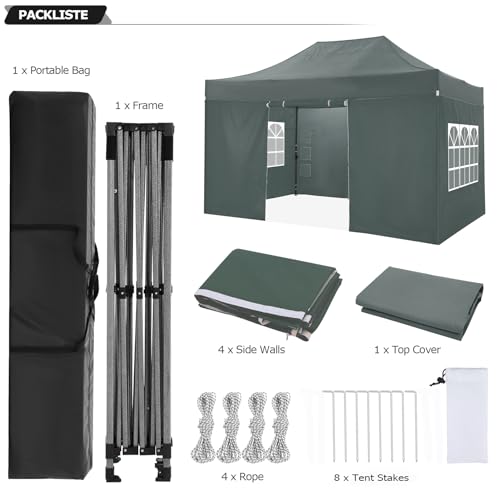 10x20 Heavy Duty Pop up Canopy with 6 sidewalls, Waterproof Outdoor Tent G933225