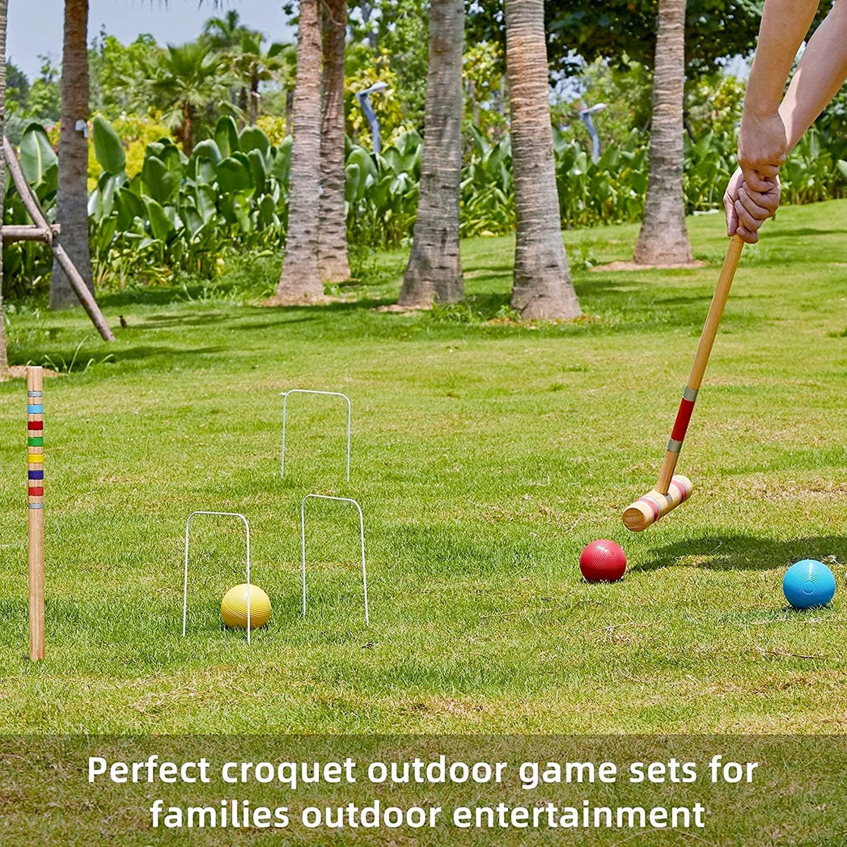 Six Player Croquet Set with Wooden Mallets P77364