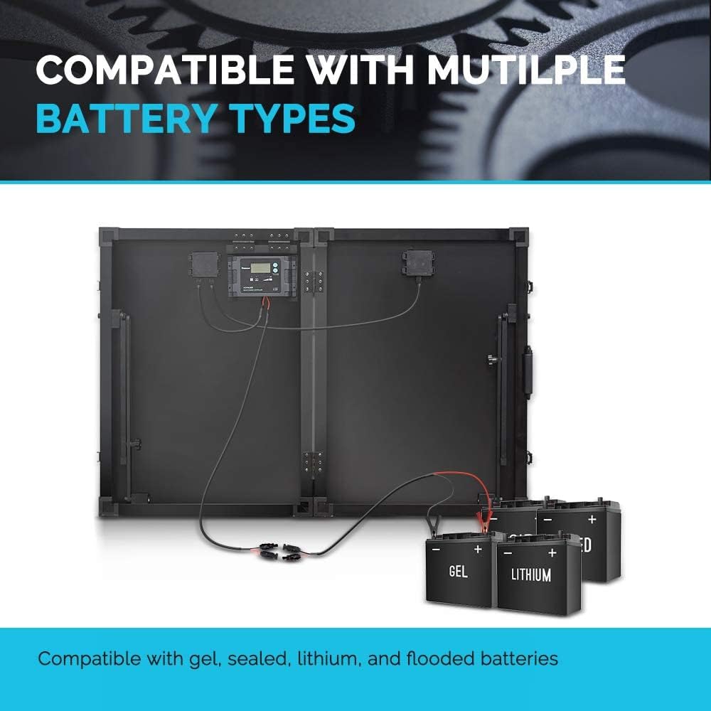 100 Watt 12 Volt Monocrystalline Portable Foldable Solar Panel Suitcase H94282