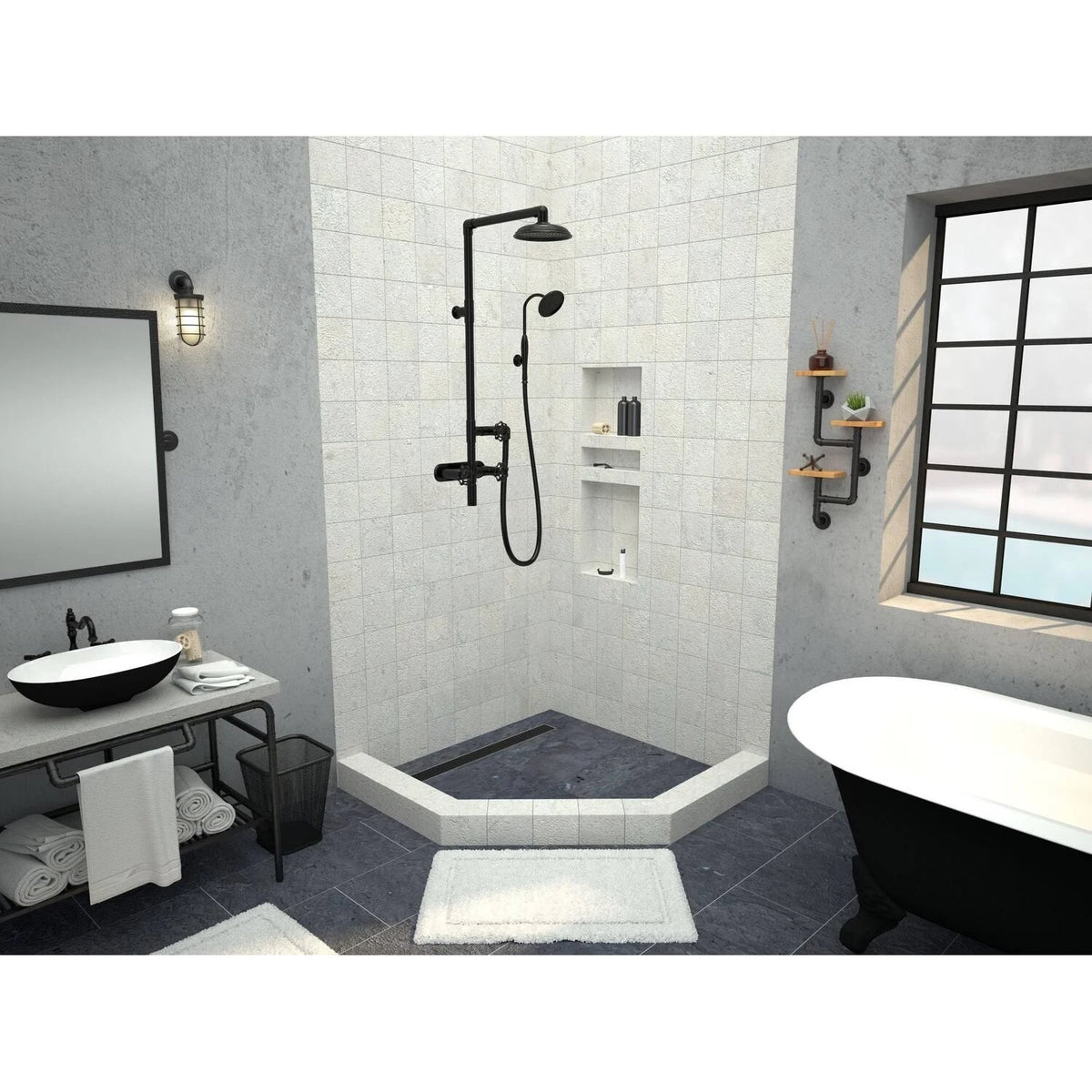 48x22 Neo-Angle Shower Base D15159