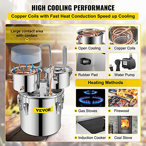 Stainless Steel Alcohol Distiller with Copper Tube and Circulating Pump, 3 Pots I878637