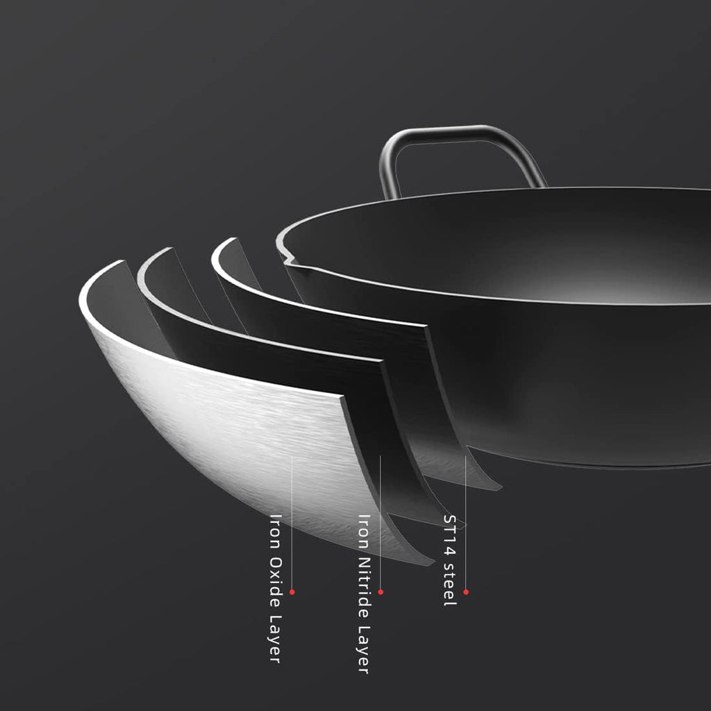 Carbon Steel Wok with Lid 12 Inch B5638