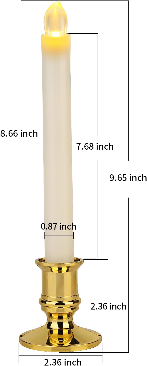 12 Pack Ivory Flickering Flameless LED Taper Candles with Remote O6299