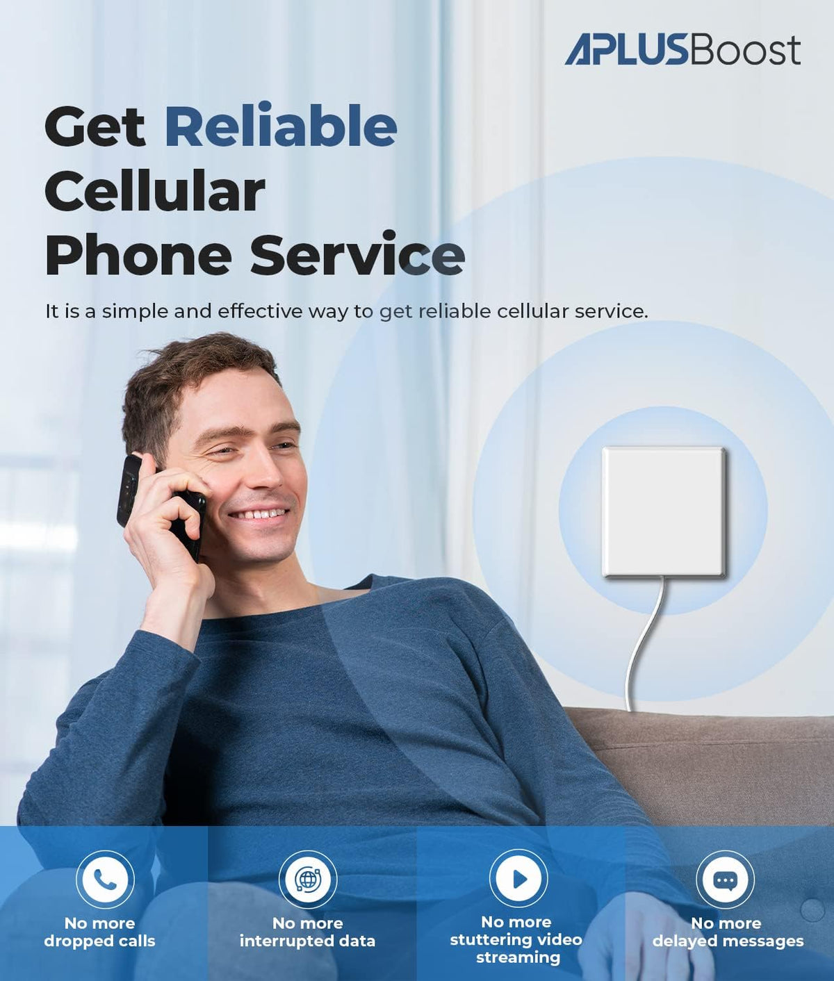Cell Phone Signal Booster for All U.S. Carriers on Band 12/17/5/2/25/4, Up to 5,000 Sq Ft Q39935