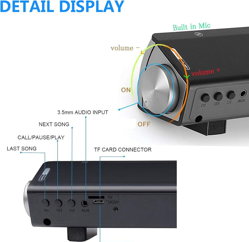 Wired and Wireless Bluetooth Sound Bar with Mic, Pack of 2 Q530
