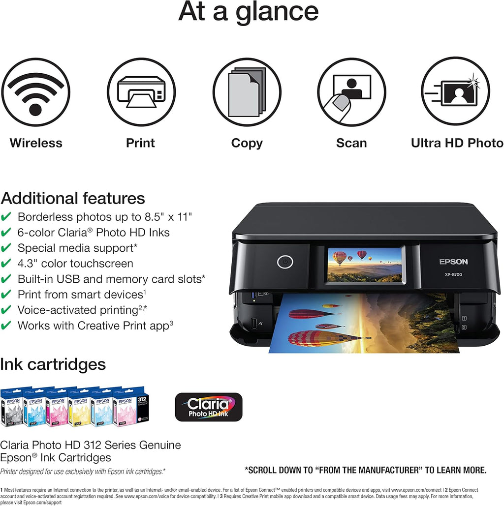 Black Wireless All-in-One Printer with Scanner and Copier C9850