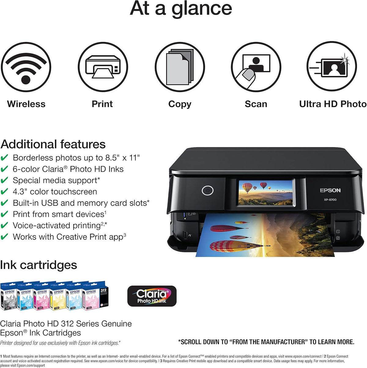Black Wireless All-in-One Printer with Scanner and Copier C9850