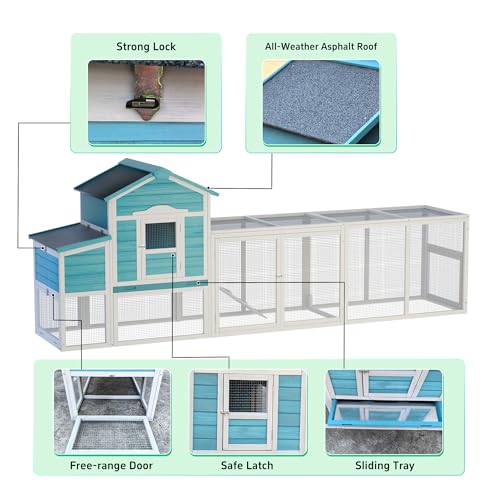 120'' Large Wooden Chicken Coop with Run V733358