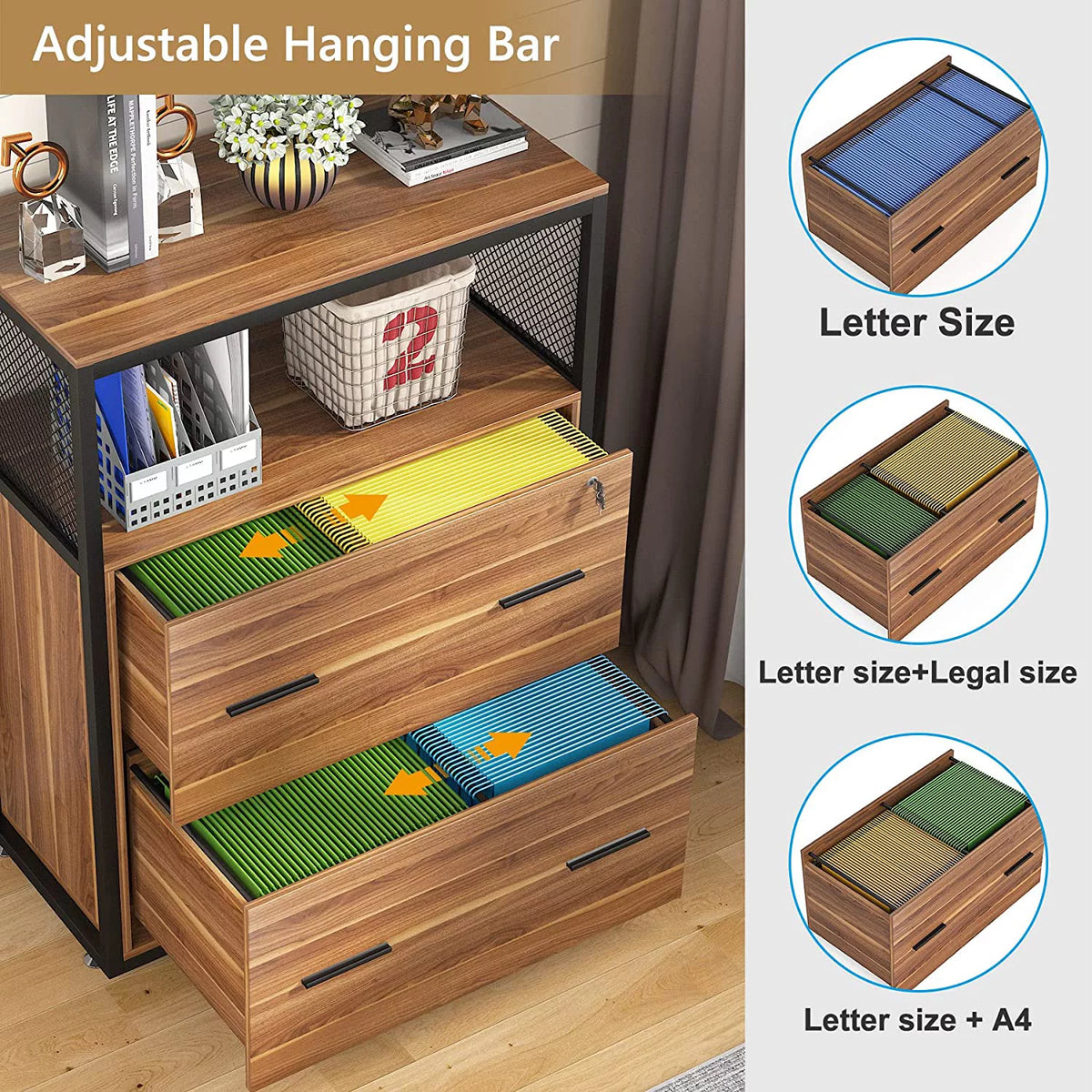 2-Drawer Lateral File Cabinet with Lock (Walnut) G635