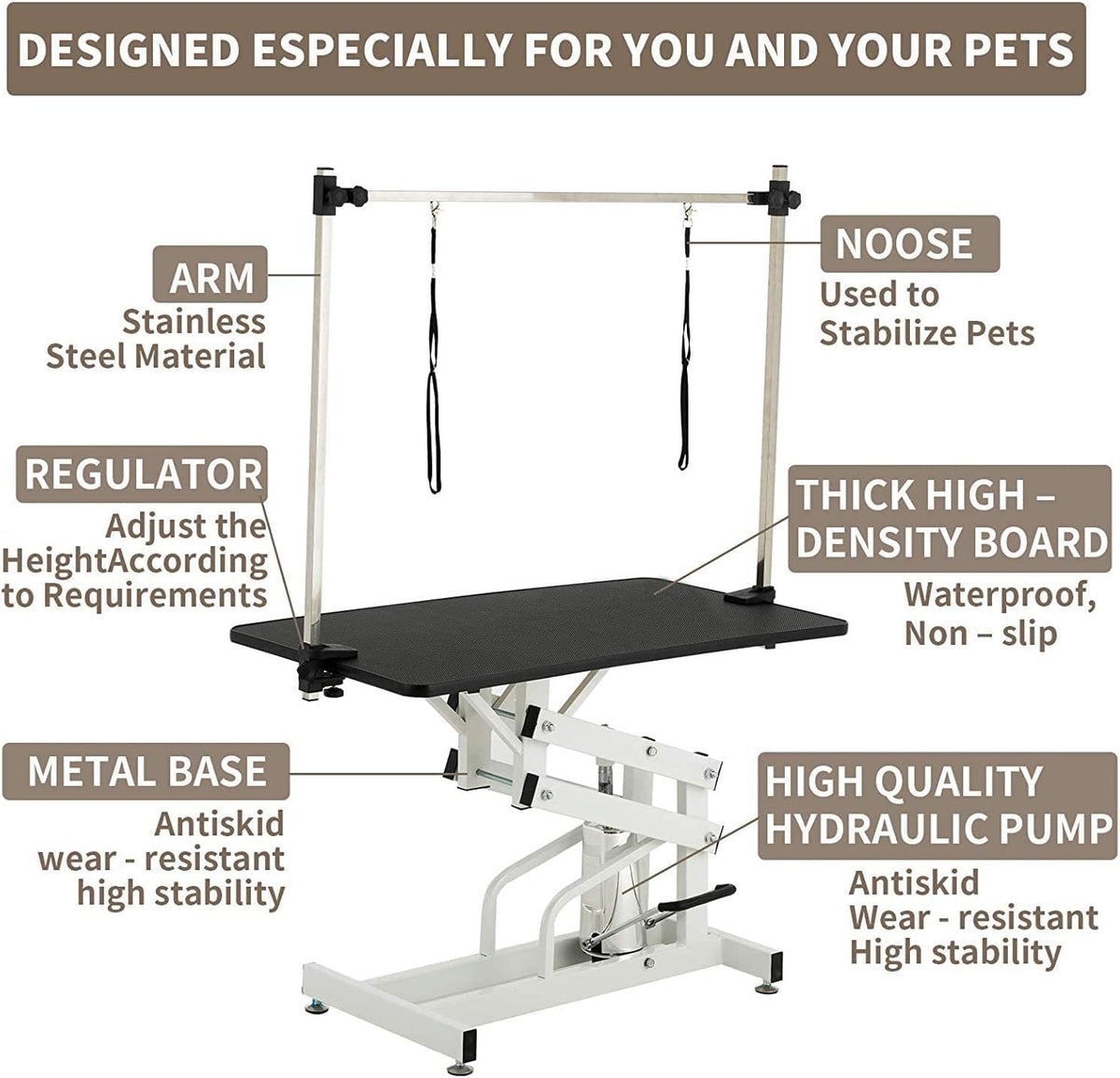 Hydraulic Dog Grooming Table, Heavy Duty, 43''/Black U349