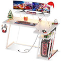 Black 55 Inch L Shaped Gaming Desk with LED Lights I911