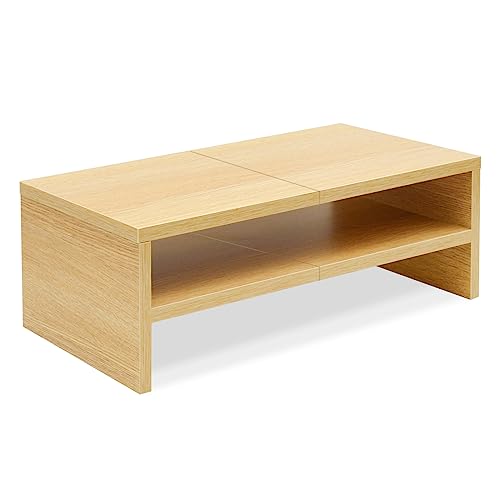 Wooden Monitor Stand Riser 2 Tier Laptop Stand with Storage S7269