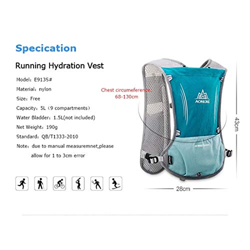 5L Outdoor Sport Camping Backpack Hydration Vest Pack with 500ml Soft Flask K8412