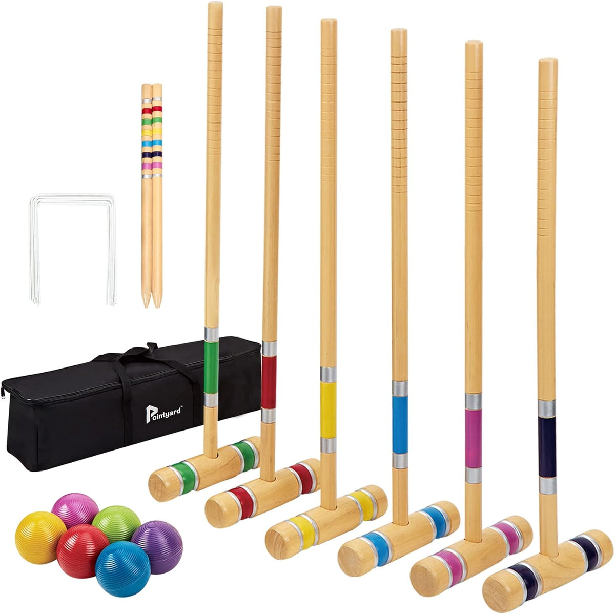 Six Player Croquet Set with Wooden Mallets P77364