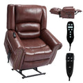 Brown Faux Leather Power Lift Recliner Chair with Massage and Heat F7097
