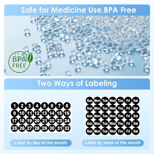 Black Monthly Pill Organizer 2 Times a Day 30 Day with Travel Case Y804