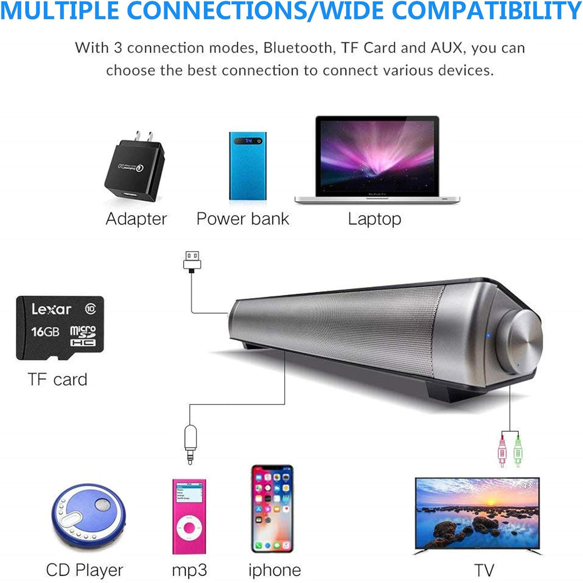 Wired and Wireless Bluetooth Sound Bar with Mic, Pack of 2 Q530