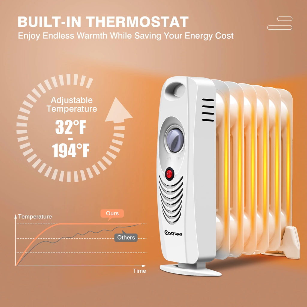 Portable Mini Electric Oil Filled Radiator Heater 7-Fin A34813