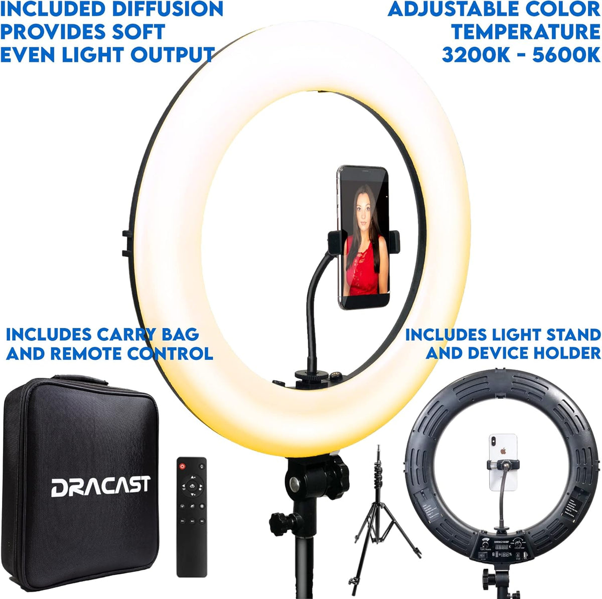 18 Dimmable Bi-Color LED Ring Light Kit with Light Stand I6176