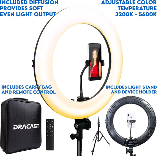 18 Dimmable Bi-Color LED Ring Light Kit with Light Stand I6176