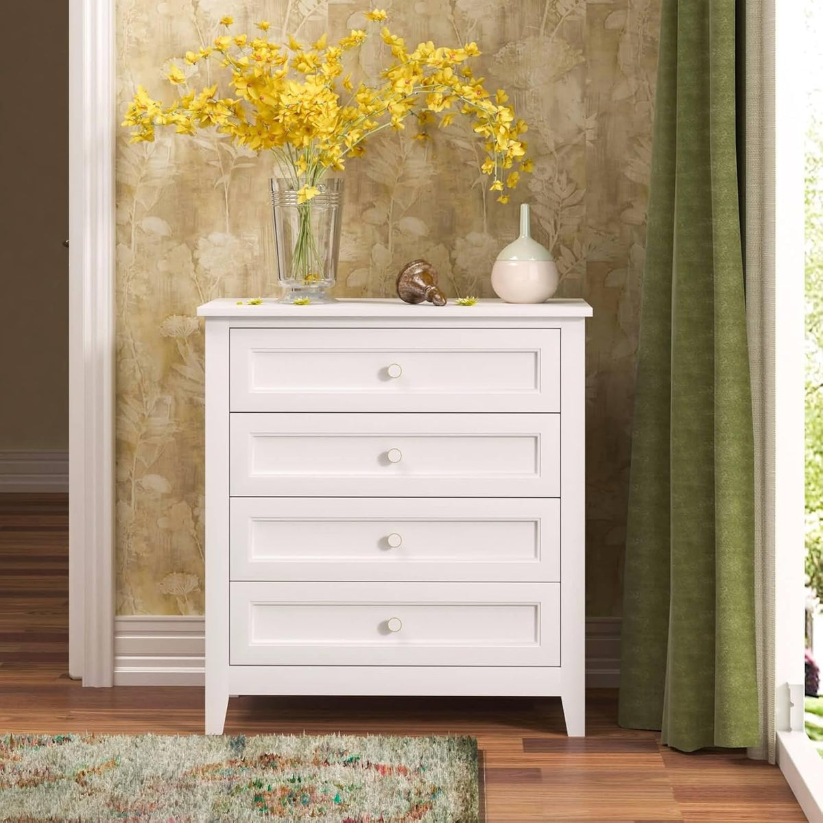 White Solid Wood Drawer Dresser V92774