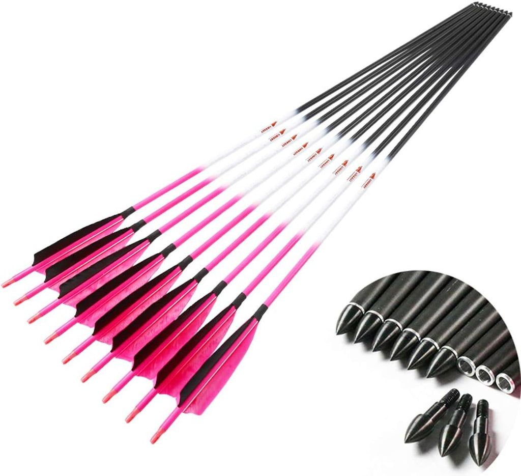 Carbon Arrows with Removable Tip, Spine 300 340 400 500 600, Pack of 6/12PCS G49505