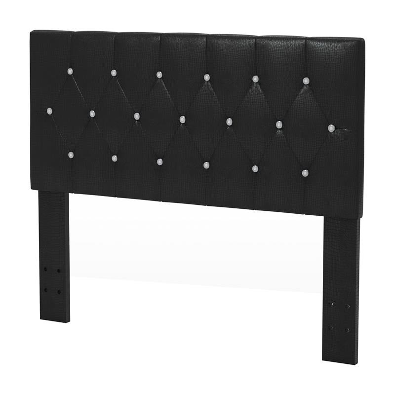 Black Faux Leather Full Queen Headboard I285