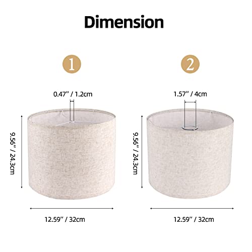 Beige Drum Fabric Lampshades Set of 2 C6394