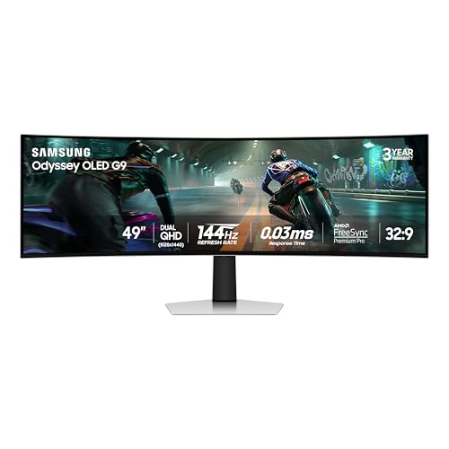 49" Dual QHD QD-OLED Curved Gaming Monitor, 144Hz, 0.03ms C62210