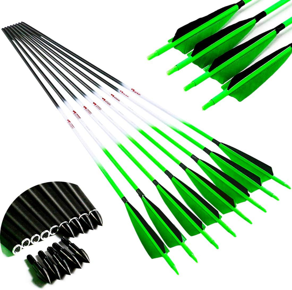 Carbon Arrows with Removable Tip, Spine 300 340 400 500 600, Pack of 6/12PCS G49505
