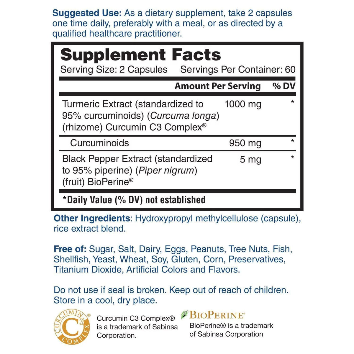 Turmeric Curcumin 1000mg 120 Capsules D323839