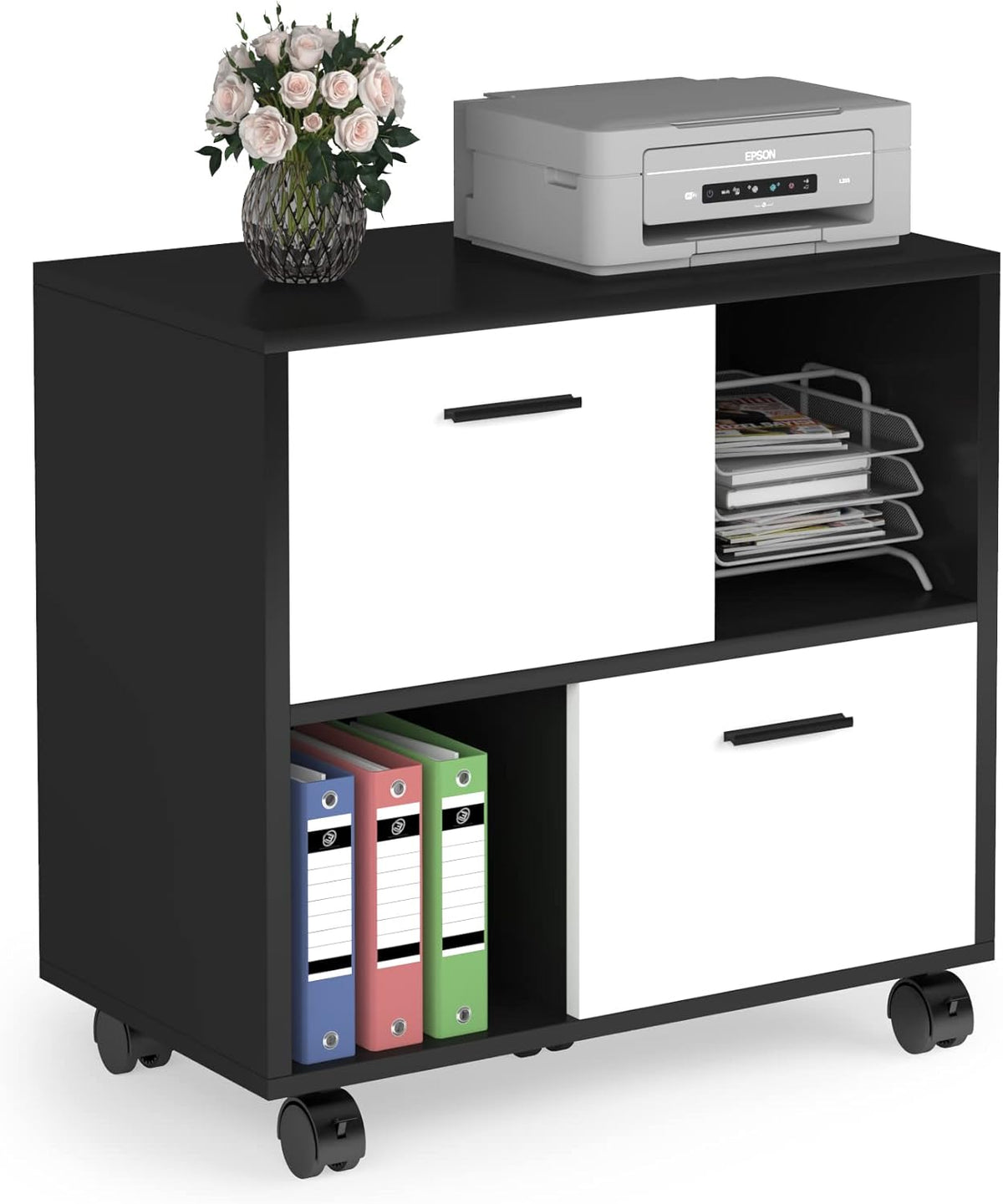 2 Drawer Wood File Cabinet with Wheels D346825