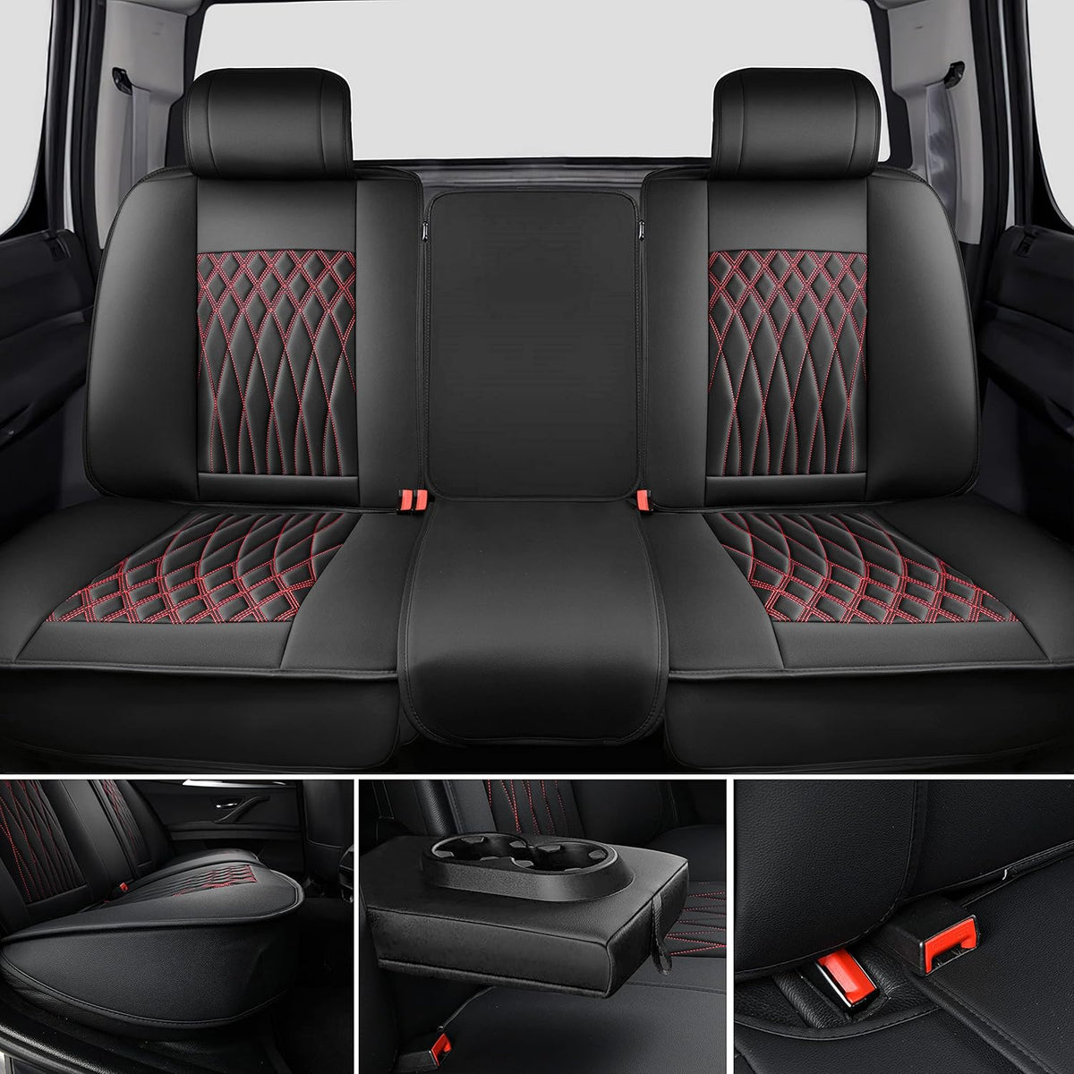 1 Pair Black Waterproof Leather Seat Covers L5971