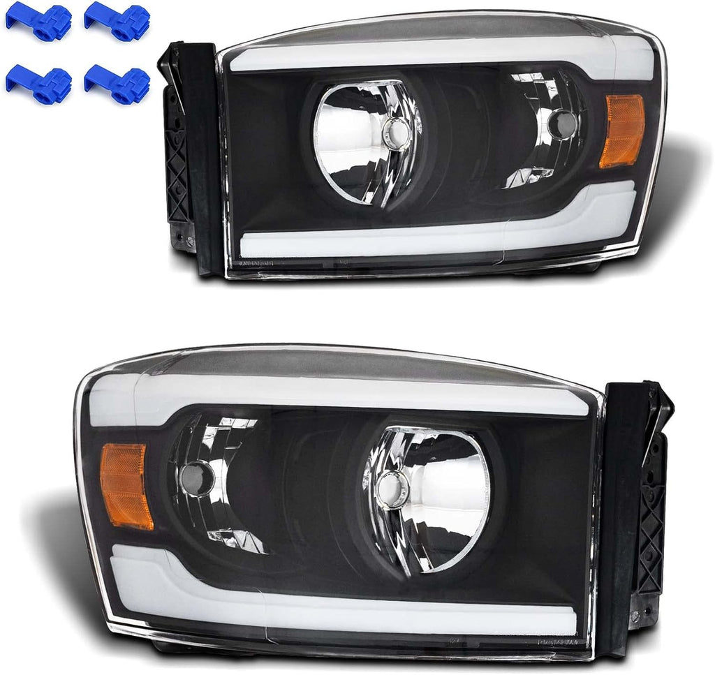 2006-2009 Dodge Ram Headlight Assembly Left + Right Chrome Housing Y196185