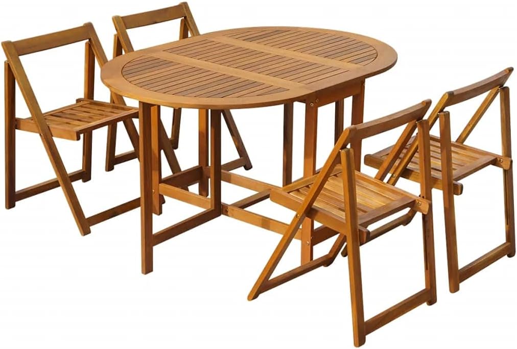 5 Piece Solid Acacia Wood Folding Outdoor Dining Set J8293