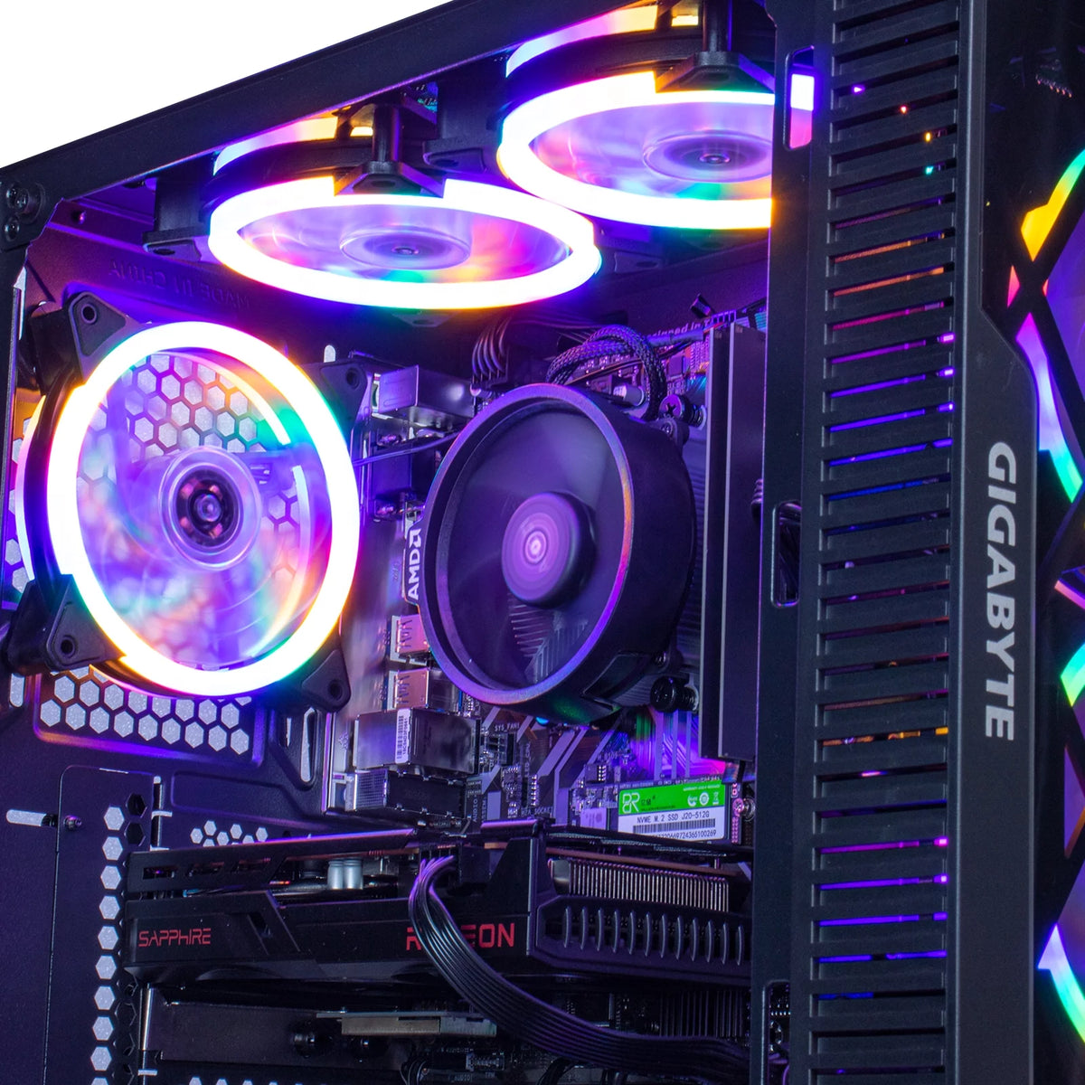 Gaming PC Desktop Computer, AMD Ryzen 5 4500 3.6GHz, RX6600, 16GB DDR4, 500GB NVME SSD, 6 RGB Fans S56590