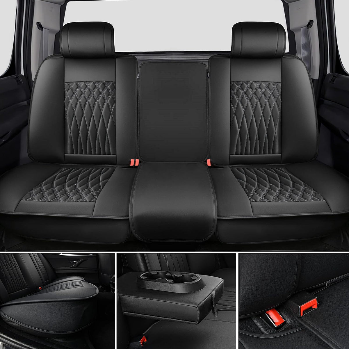 1 Pair Black Waterproof Leather Seat Covers L5971