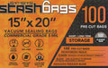 Vacuum Seal Bags 100 ct Precut 15in x 20in Black & Clear A89921