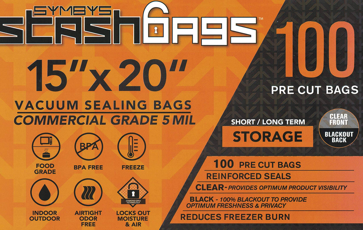 Vacuum Seal Bags 100 ct Precut 15in x 20in Black & Clear A89921